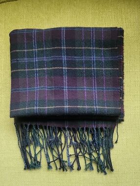 Polo by Ralph Lauren Black & Purple Plaid Cashmere Scarf